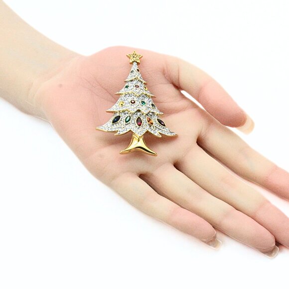 Illustrious SWAROVSKI Signed Designer Pave´Crystal Christmas Tree Brooch - Picture 6 of 8